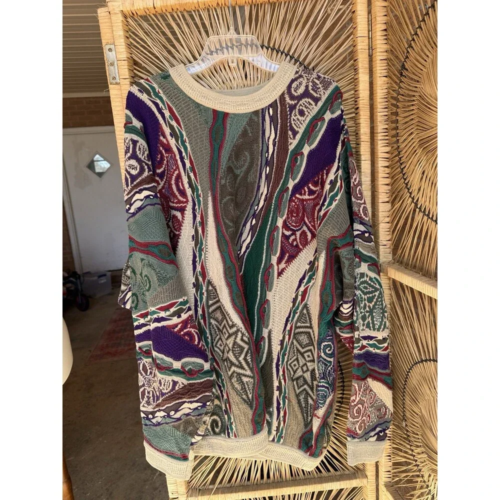 COOGI Australia Vintage Sweater 2XL Multicolor 100% Mercerized Cotton EUC